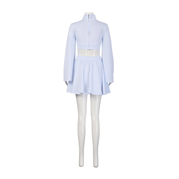 Princess Cosplay Leia Costume Girls Women Short White Dress Crop Top Skirt Suit Outfit