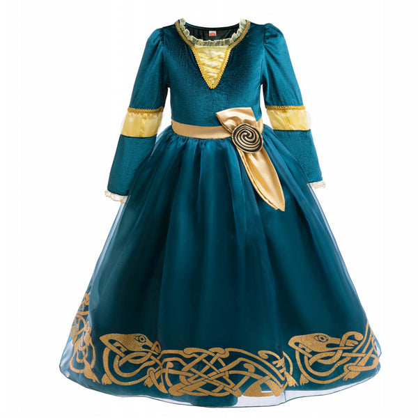 Princess Costume Kids Blue Dress up Birthday Carnaval Party Classic Costume