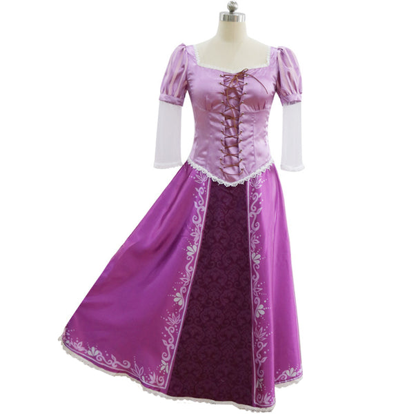 Princess Costume Purple Dress Long Hair Princess Women Teens Kids Purple Fairy Costume Dress Set