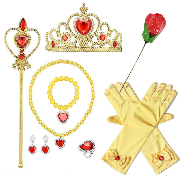 Princess Costume for Girls Yellow Princess Dress up with Accessories Off Shoulder Layered Fancy Dress up