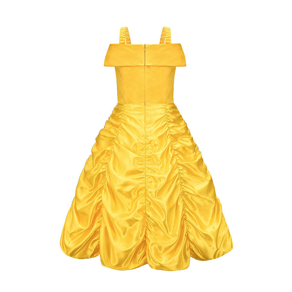 Princess Costume for Girls Yellow Princess Dress up with Accessories Off Shoulder Layered Fancy Dress up