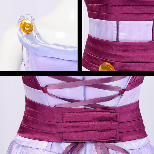 Princess Dresss Halloween Women Girls Meg Costume Purple Halloween Party Dress Outfits