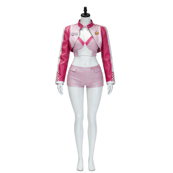Princess Racing Suit Pink Peach Cosplay Casual Outfit Halloween Costume for Women Girls