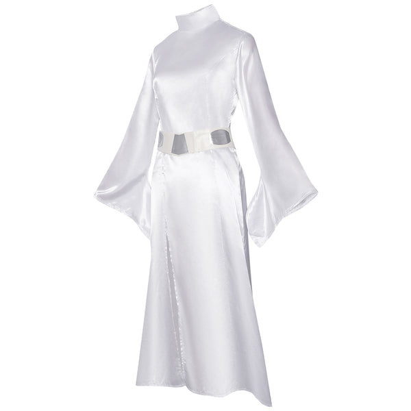 Princess White Dress Costume Leia Cosplay Dress Robe Womens Halloween Cosplay Outfit Set