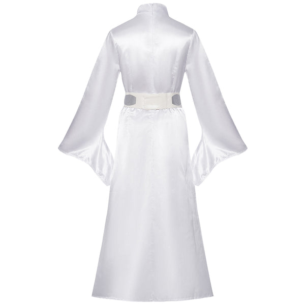 Princess White Dress Costume Leia Cosplay Dress Robe Womens Halloween Cosplay Outfit Set