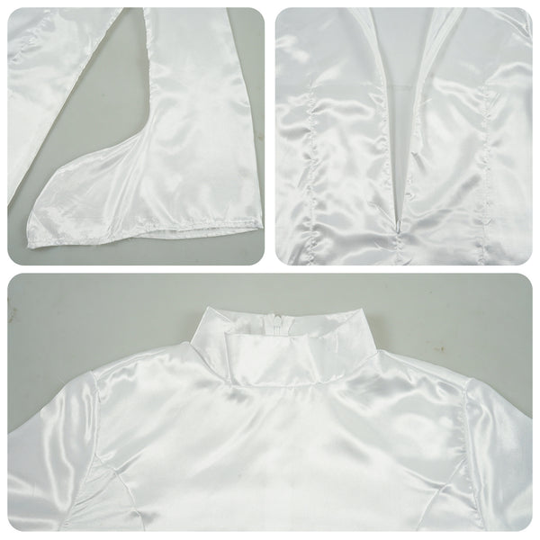Princess White Dress Costume Leia Cosplay Dress Robe Womens Halloween Cosplay Outfit Set