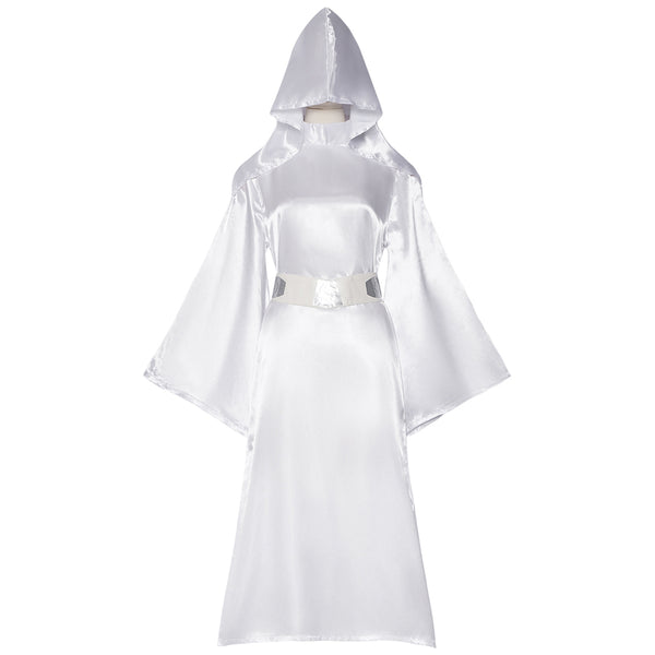 Princess White Dress Costume Leia Cosplay Dress Robe Womens Halloween Cosplay Outfit Set