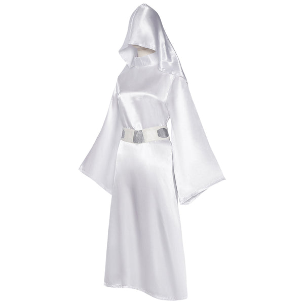 Princess White Dress Costume Leia Cosplay Dress Robe Womens Halloween Cosplay Outfit Set
