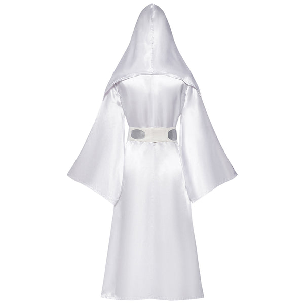 Princess White Dress Costume Leia Cosplay Dress Robe Womens Halloween Cosplay Outfit Set