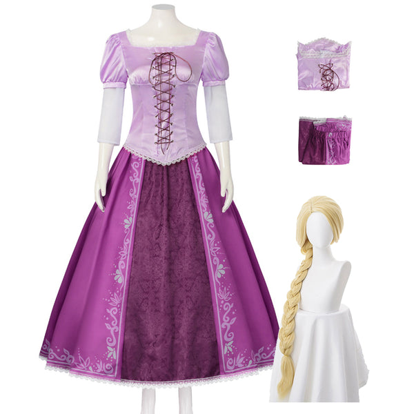 Princess Dress For Women Teens Long Hair Purple Princess Dress Halloween Costume Outfit