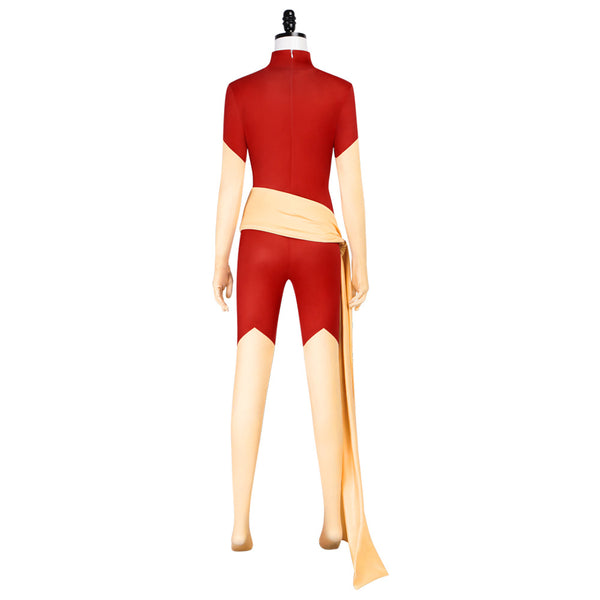 Red Women Zentai Costume Women Hero Bodysuit With Sash Halloween Cosplay Jumpsuit Outfit
