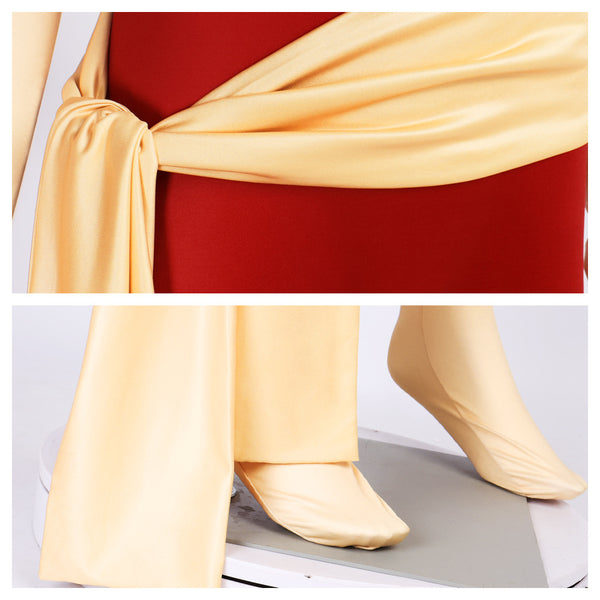 Red Women Zentai Costume Women Hero Bodysuit With Sash Halloween Cosplay Jumpsuit Outfit