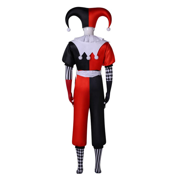 Red and Black Clown Costume With Hat Jester Costume Halloween Full Set Costume