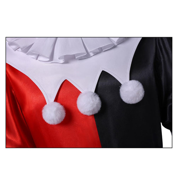 Red and Black Clown Costume With Hat Jester Costume Halloween Full Set Costume