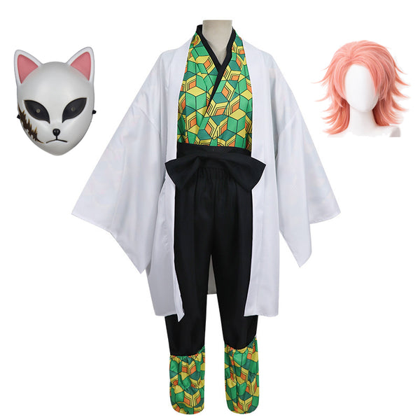 Sabito Cosplay Costume Kimono With Wigs and Mask Halloween Cosplay Outfit For Kids and Adults