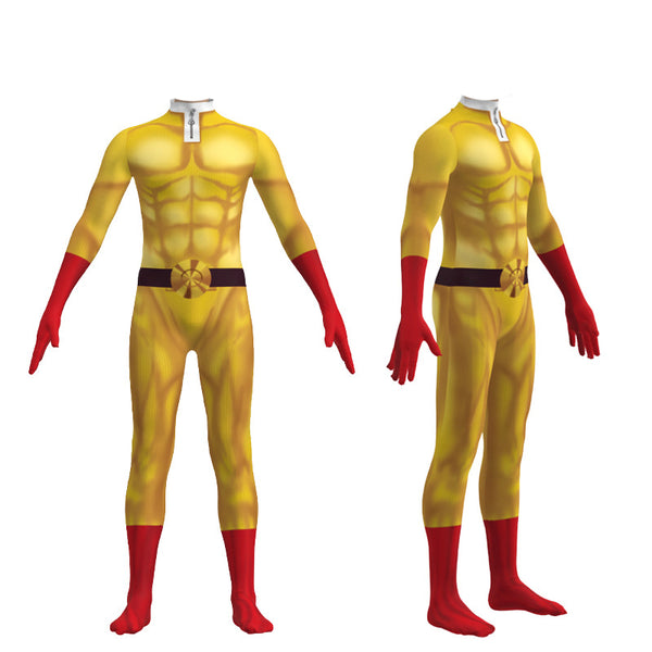 Saitama Zentai Costume+Cloak For Kids and Adults Halloween Saitama Cosplay Jumpsuit