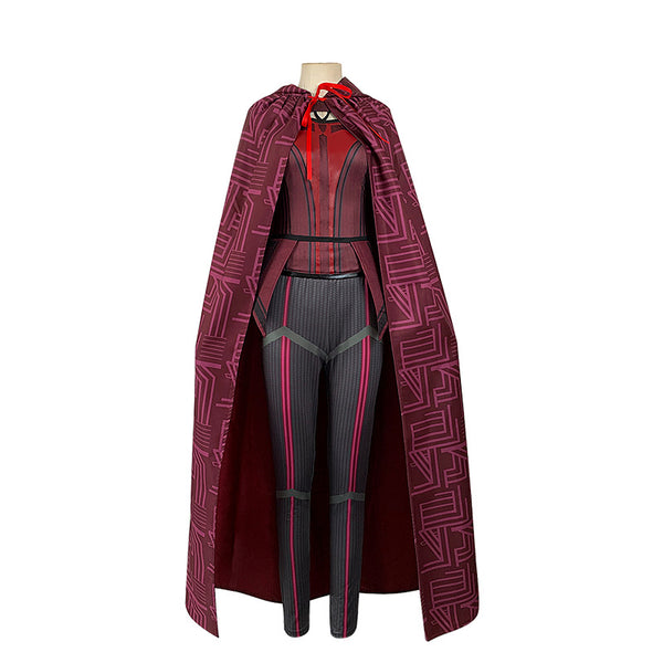 Scarlet Witch Costume Red Pant Suit Cloak Headpiece for Halloween Party Outfits
