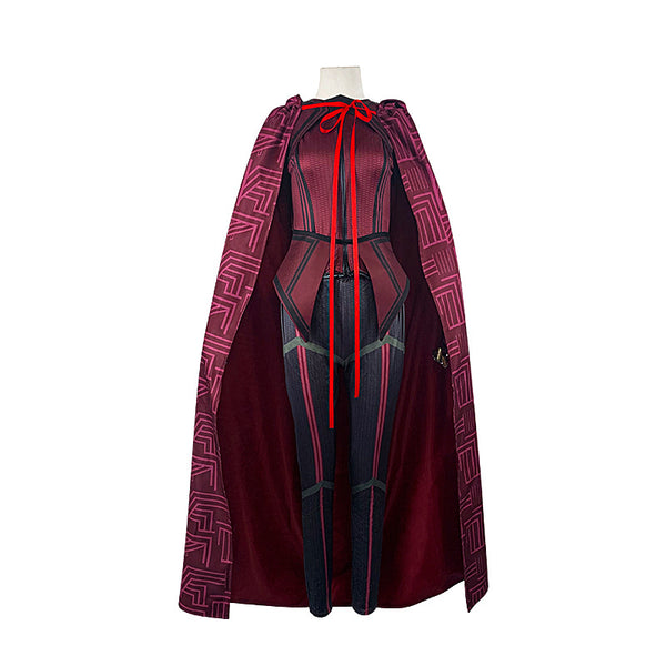 Scarlet Witch Costume Red Pant Suit Cloak Headpiece for Halloween Party Outfits