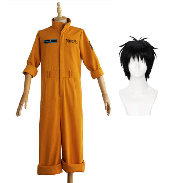 Shinra Kusakabe Orange Ooverall Costume Outfit Halloween Costume