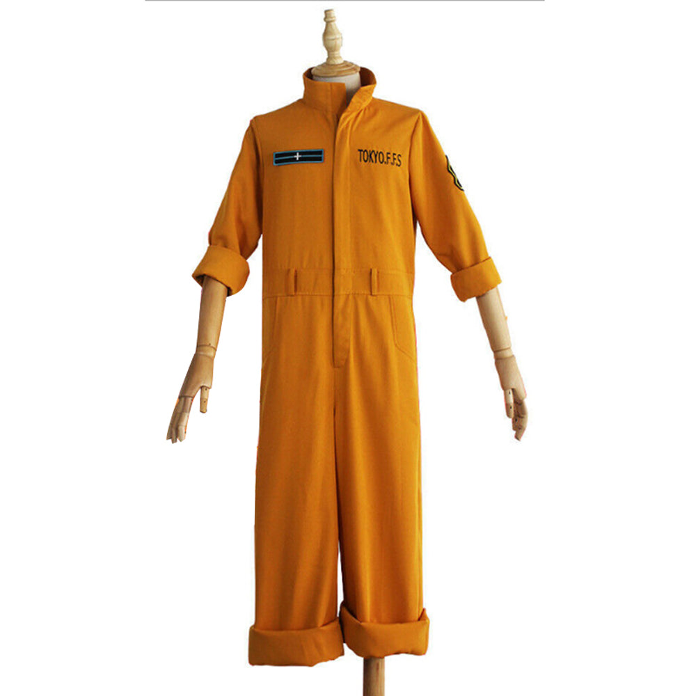 Shinra Kusakabe Orange Ooverall Costume Outfit Halloween Costume