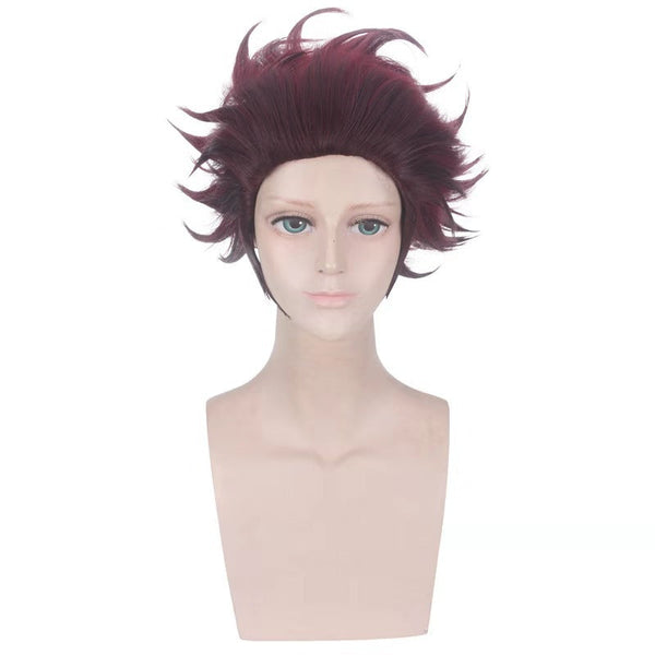 Tanjiro Cosplay Wigs Wine Red Cosplay Wigs Halloween Accessories