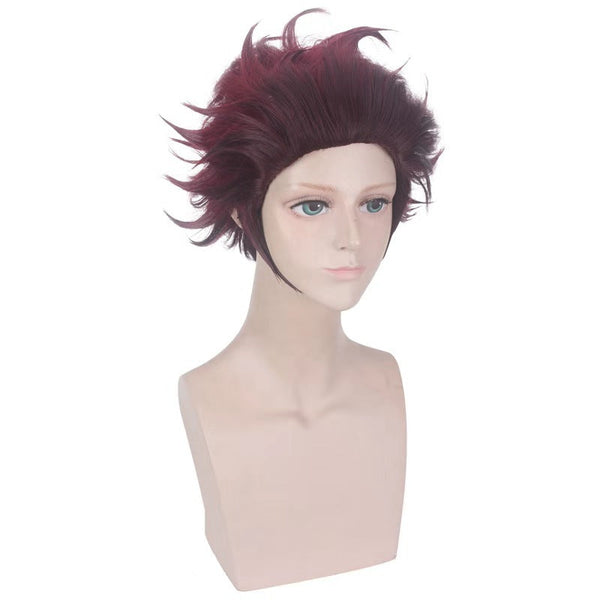 Tanjiro Cosplay Wigs Wine Red Cosplay Wigs Halloween Accessories