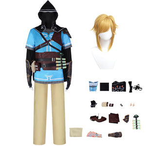 Kids/Adults Link Costume With Wigs Full Set Halloween Carnival Party Costume Outfit