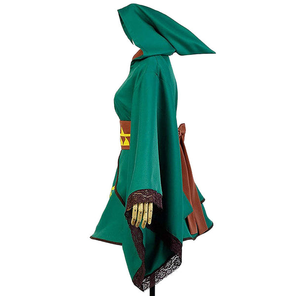 Female Version Link Costume Dress Hooded Dress Halloween Carnival Outfit