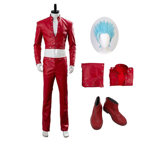 The Seven Deadly Sins Fox's Sin of Greed Ban Full Set Costume PU Suit+Wigs+Cosplay Boots Halloween Carnival Outfit Set