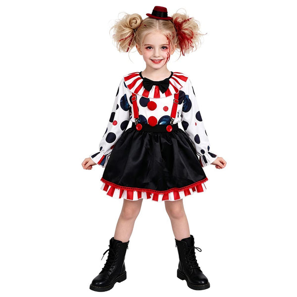 Toddler Creepy Clown Kid Costume Halloween Girls Clown Costume Dress