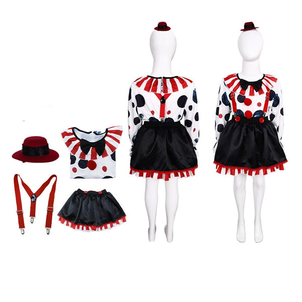 Toddler Creepy Clown Kid Costume Halloween Girls Clown Costume Dress
