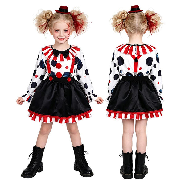 Toddler Creepy Clown Kid Costume Halloween Girls Clown Costume Dress