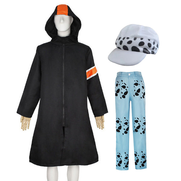 Trafalgar Law Dressrosa Arc Costume Full Set Hooded Cloak With Pants and Hat Halloween Outfit
