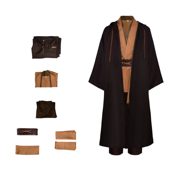 Tunic Costume Men's Tunic Hooded Robe Full Set Warrior Obi Won Halloween Costume For Men