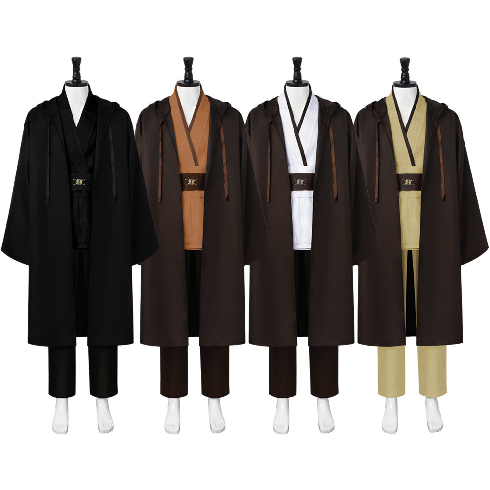 Tunic Costume Men's Tunic Hooded Robe Full Set Warrior Obi Won Hallowe ...