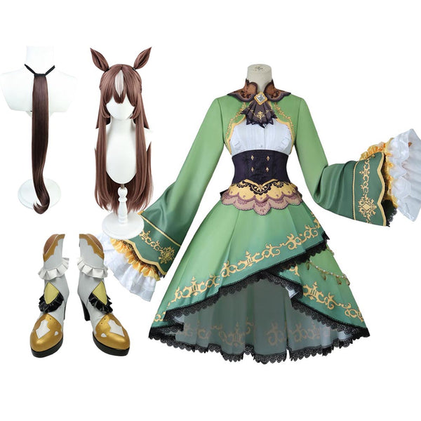 Umamusume: Pretty Derby Satono Diamond Race Costume Dress With Wigs Tail Boots Whole Set Halloween Party Costume