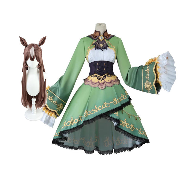 Umamusume: Pretty Derby Satono Diamond Race Costume Green Dress Halloween Women Girls Cosplay