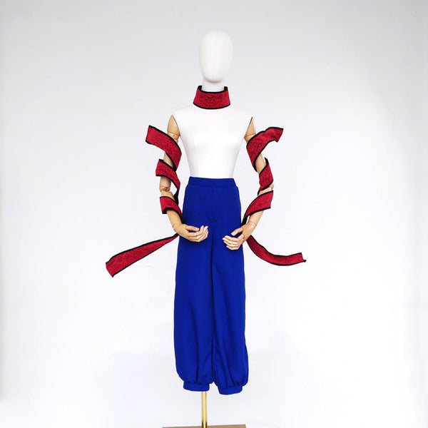 Upper Rank Six Gyutaro Costume Halloween Cosplay Outfit With Wigs and Weapons Props Full Set