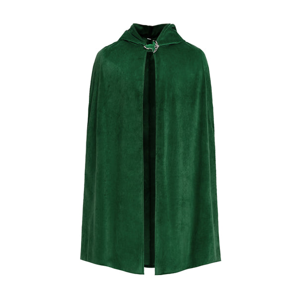 Velvet Medieval Cloak with Leaf Brooch Baggins Cape Halloween Costume