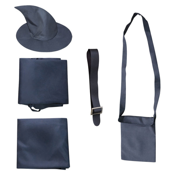 Wizard Costume Mens Gandalf Costume Gray Robe Hooded Cloak with Hat Halloween Party Cosplay Costume