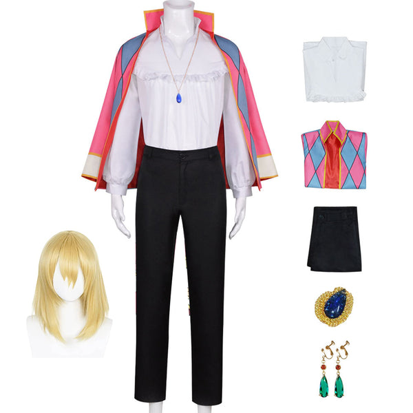 Wizard Howl Costume Men Halloween Cosplay Outfit Anime Cosplay Costume Pendragon Jacket Suit Outfit