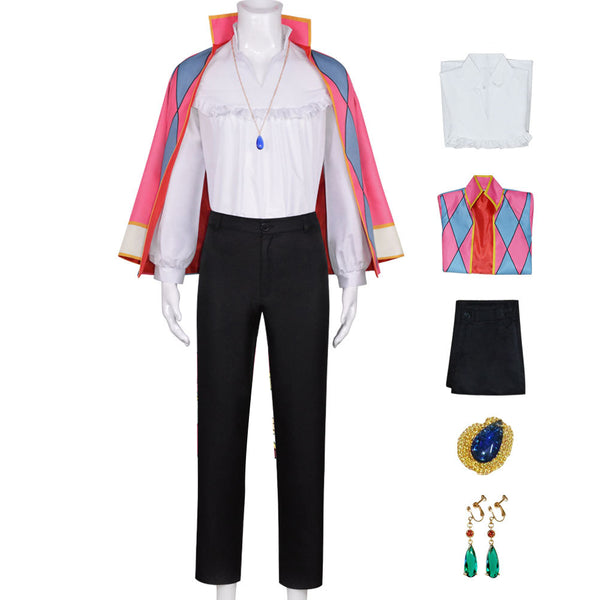 Wizard Howl Costume Men Halloween Cosplay Outfit Anime Cosplay Costume Pendragon Jacket Suit Outfit