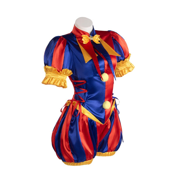 Women Girls Toddler Clown Costume Carnival Adults Kids Circus Costume Outfit Jumpsuit and Hat with Gloves and Socks