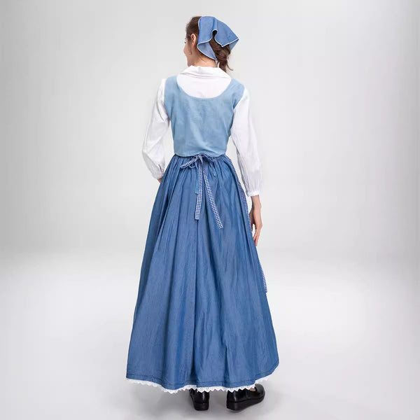 Women Girls Princess Maid Dress Halloween Blue Dress Costume