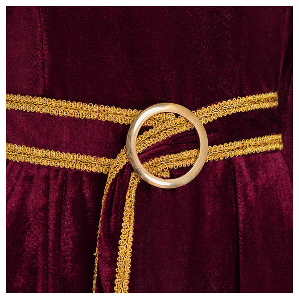 Women Gothel Costume Velvet Long Dress Full Set Dark Red Medieval Renaissance Halloween Outfit
