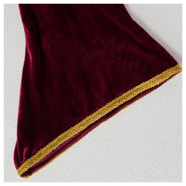 Women Gothel Costume Velvet Long Dress Full Set Dark Red Medieval Renaissance Halloween Outfit