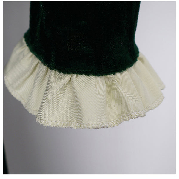 Women Princess Cosplay Costume Renaissance Medieval Velvet Dress Princess Gown Green