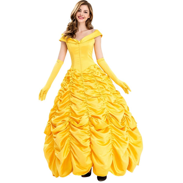 Women Princess Dresses Yellow Ball Gowns Dress Costume