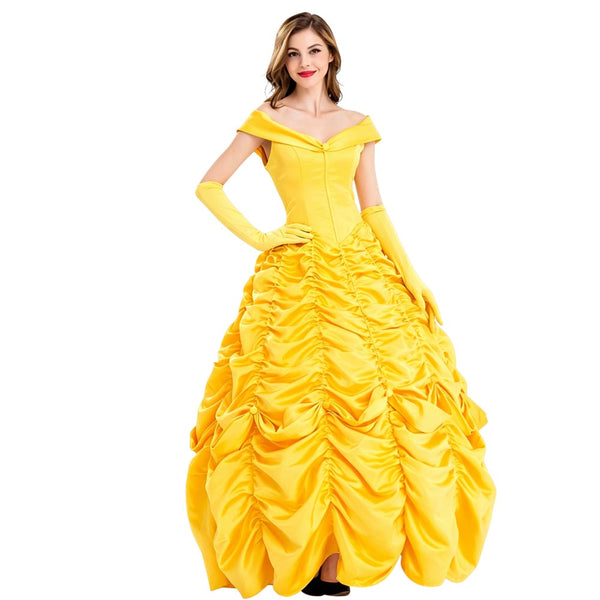 Women Princess Dresses Yellow Ball Gowns Dress Costume