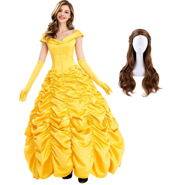 Women Princess Dresses Yellow Ball Gowns Dress Costume